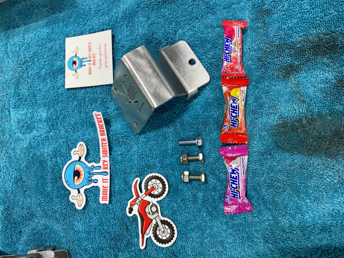 Honda CRF 110f Key switch relocation Bracket, KTM SX-65 specific bracket.