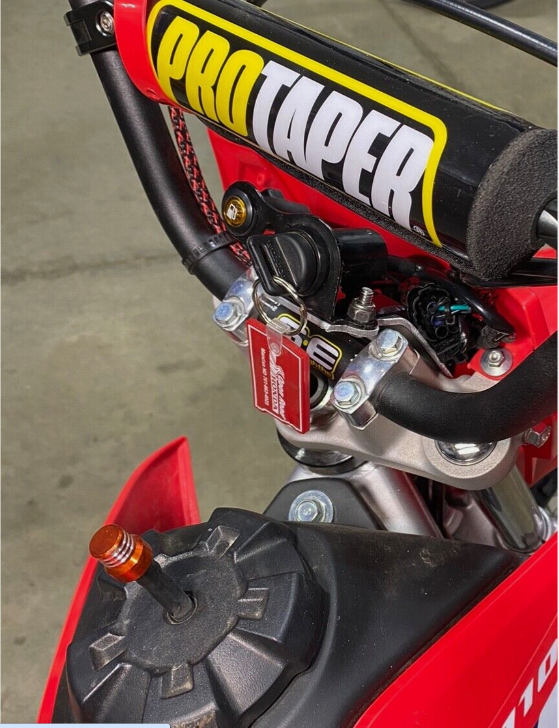 Honda CRF 110f Key switch relocation Bracket, High Profile Bar Back Model